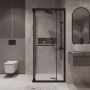 Душевое ограждение Niagara Nova NG-6835-34ВLACK (100х100х195) квадрат,черный матовый,двери раздвижные,стекло прозрачное,1 место