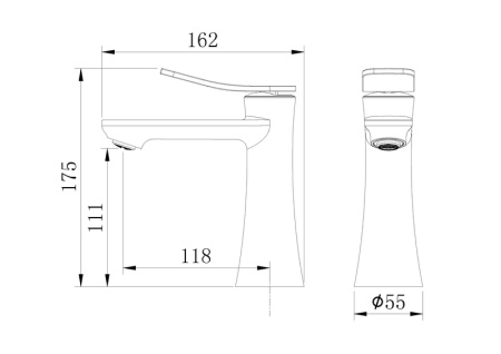 Смеситель для раковины Grossman Advans 510.K35.09.210 черный матовый,1 место