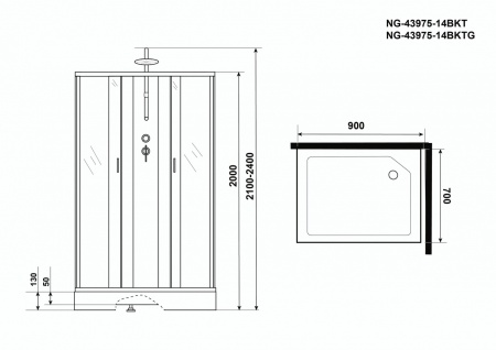 Душевая кабина Niagara NG 43975-14QBKT Без крыши