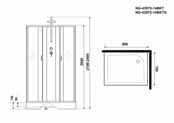 Душевая кабина Niagara NG 43975-14QBKT Без крыши