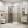 Душевое ограждение Grossman Classic 100.K33.04.100.32.00-200.K33.04.90.32.00 (100х90х195) раздвижная,золото сатин,стекло прозрачное,2 места