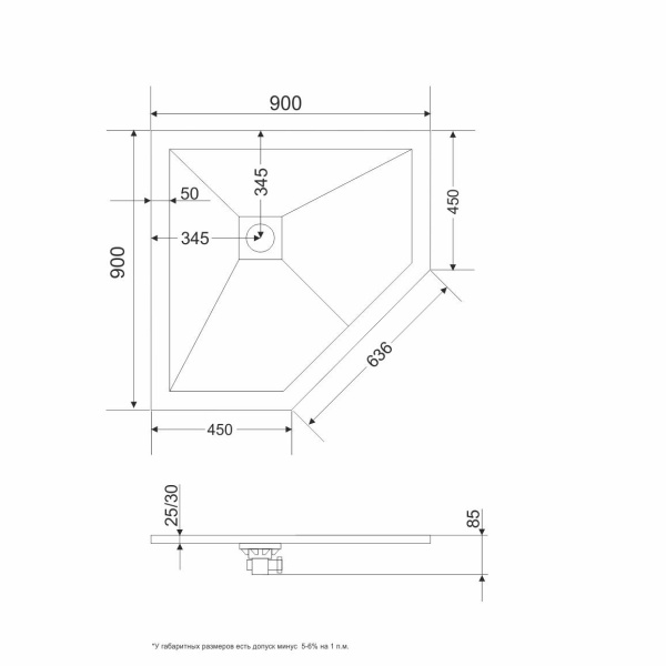 Поддон трапеция GR-S29090D  Графит